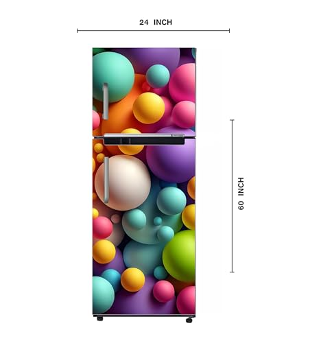 Image of DesignDecor Vinyl 3D Flower Fridge Sticker, 24x60 cm, Marble Texture, Double Door Refrigerator (Multi)
