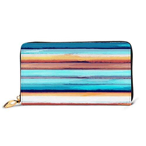 Preisvergleich Produktbild JHGFG Mode Handtasche Reißverschluss Brieftasche Aquarell gestreifte Mode Druck Design Stoff Telefon Clutch Geldbörse Abendkupplung Blocking Leder Brieftasche Multi Card Or. En