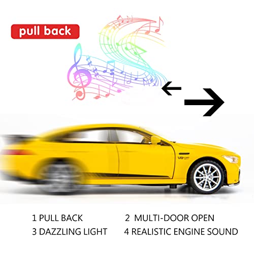 TGRCM-CZ 1/32 Diecast Car Benz AMG GT63 Model Car Pull Back with Sound and Light Toy Car for Boys Girls Adult Gift(Yellow) - Image 3