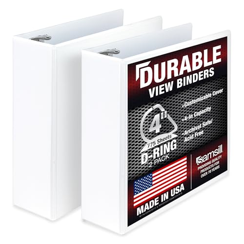 Samsill Durable 4 inch 3 Ring Binder, D Ring...