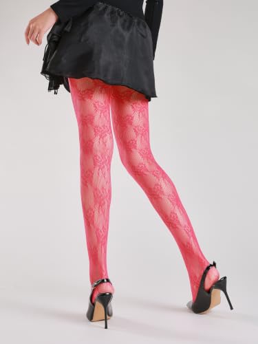 Image of TBFT Guling one pair sexy black or hot pink stockings pantyhose fishnet tights lace leggings for women Christmas rose pattern