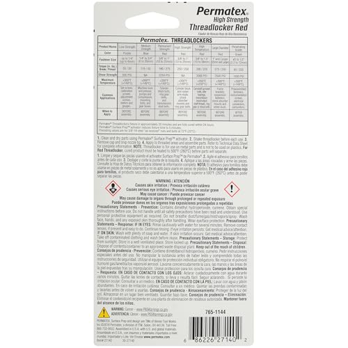 Image of Permatex 27140 High Strength Threadlocker Red, 36 ml