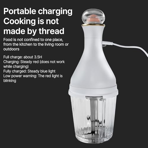 FLEXMAN Hachoir Électrique avec Récipient de 530ml, Bol Antidérapant de 170ml, 6 Lames 2 Lames Double Tête Rechargeable Multifonctionnel Hachoir à Viande Hachoir à Légumes – Image 6