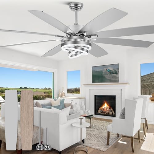 Image of 72 inch Large Modern Ceiling Fans with Lights and Remote Control