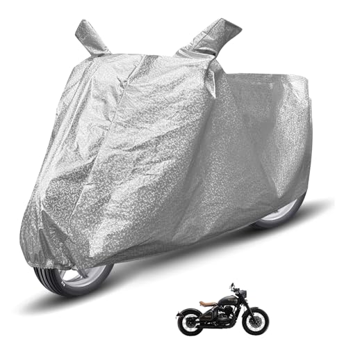Image of Auto Hub Waterproof Bike Cover Compatible with Jawa Perak Dustproof, UV Protection Two Wheeler Bike Jawa Perak Cover - Metallic Silver
