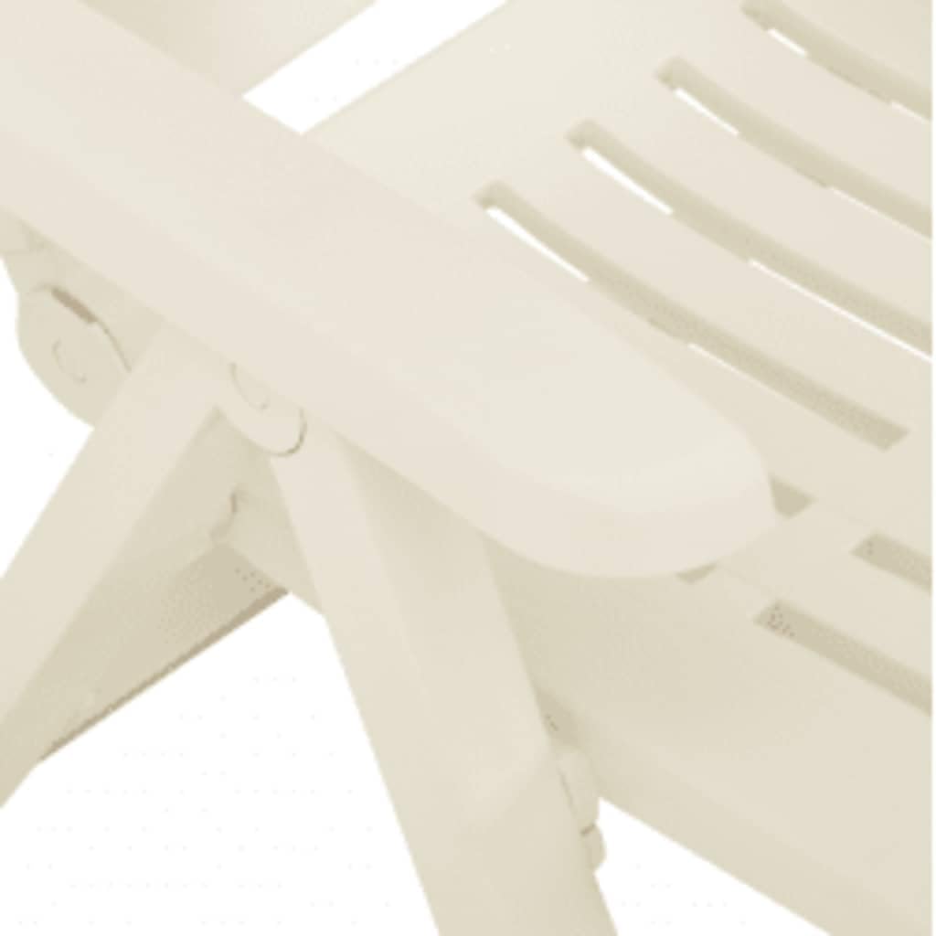 vidaXL 2X Sillas de Jardín Reclinables Plegables Sillón Exterior Balcón Terraza Patio Asiento Butaca Muebles Mobiliario Plástico Blanco