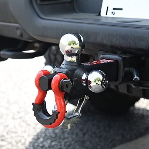 Image of TOPTOW Trailer Hitch Tri-Ball Hitch Mount with Chrome 1-7 /8-in, 2-in, 2-5 /16-in Tow Balls, 3 /4-in Tow Shackle and Tow Hook, Fit for 2 inch Trailer Hitch Receiver