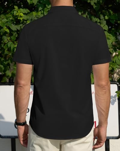Herren Kurzarm Hemden Fleckenschutz Freizeit Hemd Sommer Stretch Hemden Formales Tochzeit Business Hemd – Bild 4