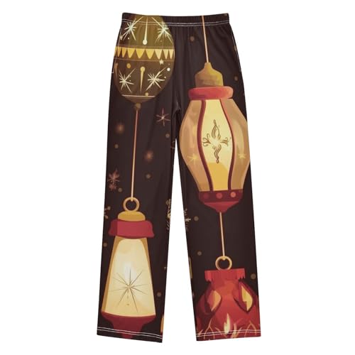 ZZXXB Christmas Lamp Snow Boys Long Pants Soft Trousers Elastic Waist Kids Lounge Bottoms with Pockets S-XL