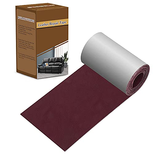 Image of Leather Repair Tape 3X60 inch Patch Leather Adhesive for Sofas, Car Seats, Handbags, Jackets,First Aid Patch (Wine red)