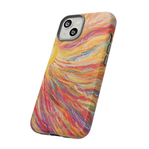 Coque rigide mate iPhone 14 jaune abstrait aux finitions premium - 2