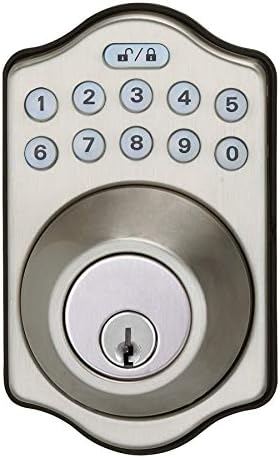 Amazon Basics Traditional Electronic Keypad Deadbolt Door Lock, Keyed Entry, Satin Nickel
