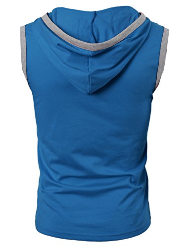 H2H Mens Fashion Fitted Sleeveless Lightweight Tank Tops with Hoodie Blue US M/Asia L (CMTTK015)