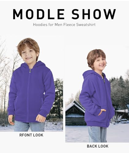 Image of GEEK LIGHTING Boys Sherpa Lined Hoodie Kids Fleece Sweatshirt Full Zip Hooded Jacket