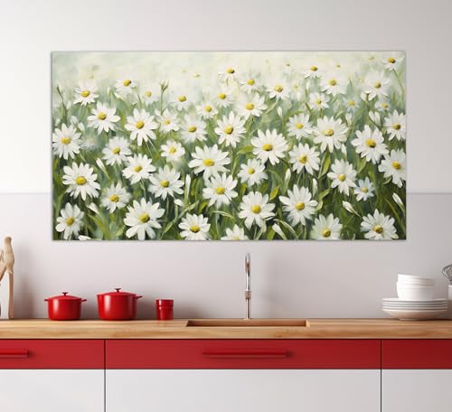 Impression sur toile champ de fleurs décoration murale florale vintage 60 x 120 cm