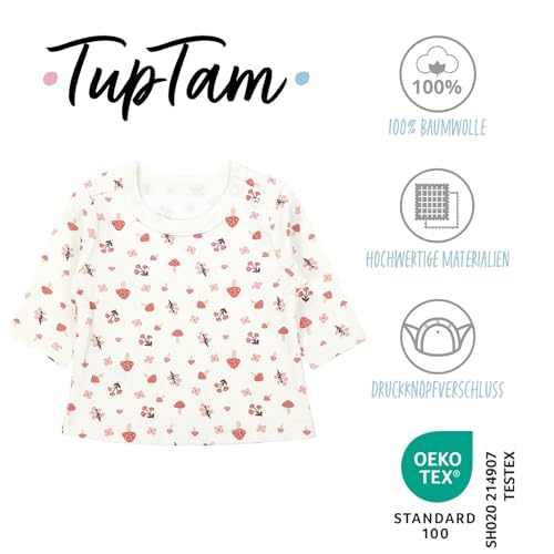 TupTam Baby Mädchen Langarmshirt 5er Set, Farbe: Punkte_Braun_Weiß_Grün_Pilze, Größe: 62