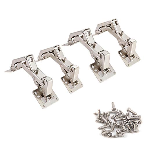 Drenky 4 Piezas Bisagra Armario de gabinete de cocina bisagra bisagra de puerta de gabinete ajustable 130-175 grados, con tornillos