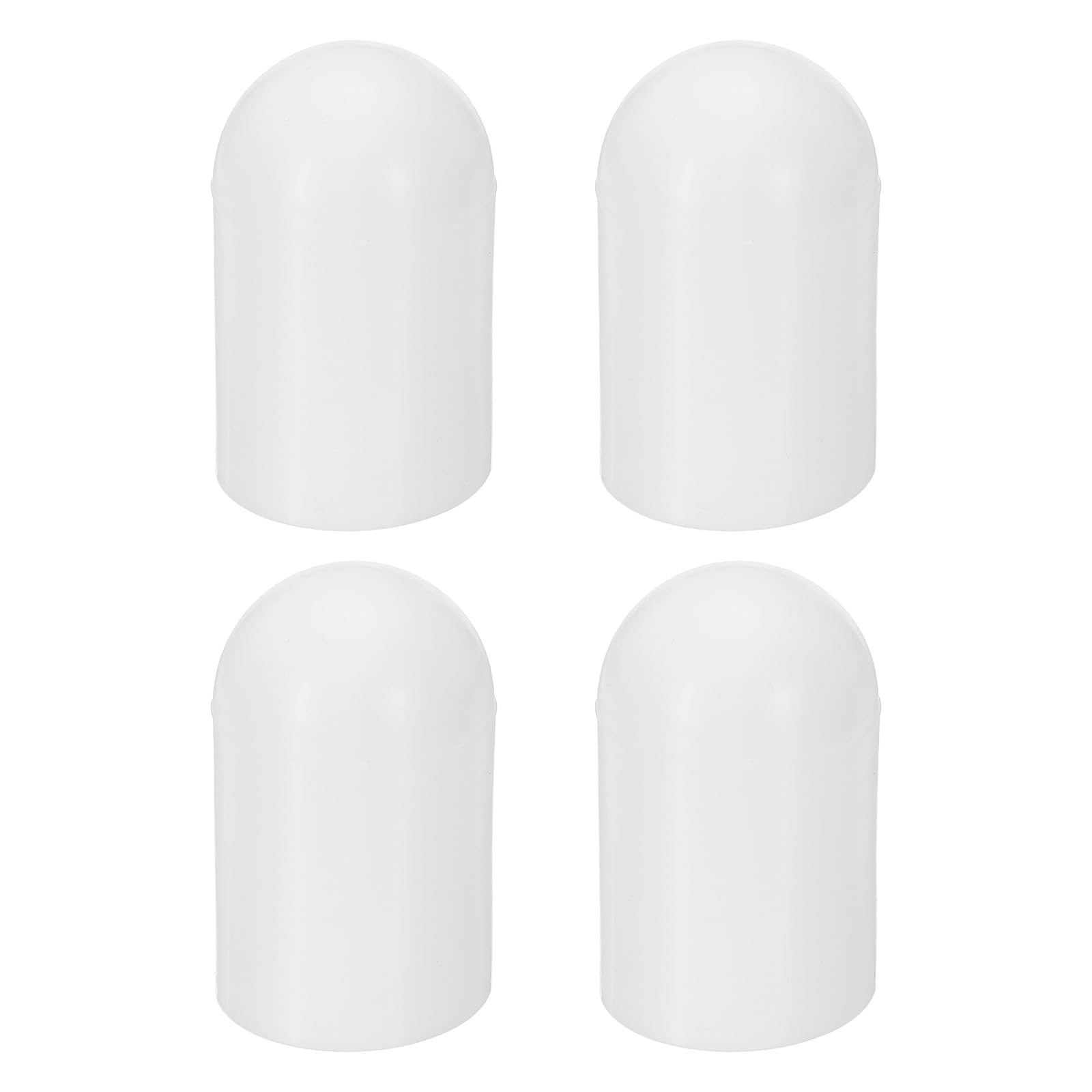 sourcing map 4 Pcs Flashlight Diffuser Caps, 32mm ID x 55mm Height Flexible Silicone End Caps, Screw Thread Protector Covers for 33-36mm Torch LED Lights Furniture Tubing Bolt, White