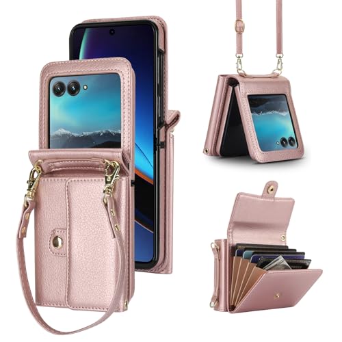 Étui portefeuille Motorola Razr Plus 2025 avec bandoulière et porte-cartes