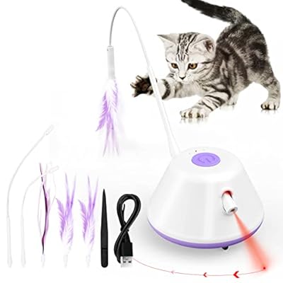Sosirolo fun cat toy Interactive for indoor cats, Automatic LED Moving Cat Toy with feathers, Cat Excercise Electronic Toy, 3 Speed Play Modes Randomly fit for adult kitten cat Catcher Chasing Hunting