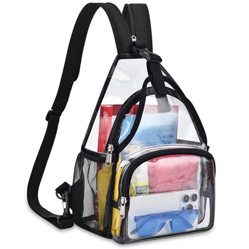 Image of Mildbeer Womens Convertible Clear Backpack, Compact Concert Black Small