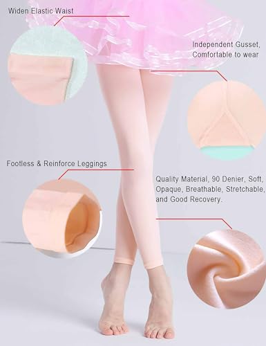 Image of Daydance Girl's Women's Footless Tights for Dance, Balle, Gymnasics