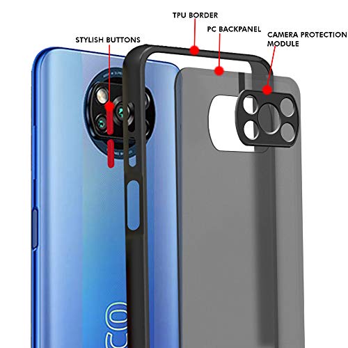 Image of TheGiftKart Back Cover Case for Poco X3 Pro /Poco X3 (Hybrid TPU & PC | Smoked Back | Black Bumper)