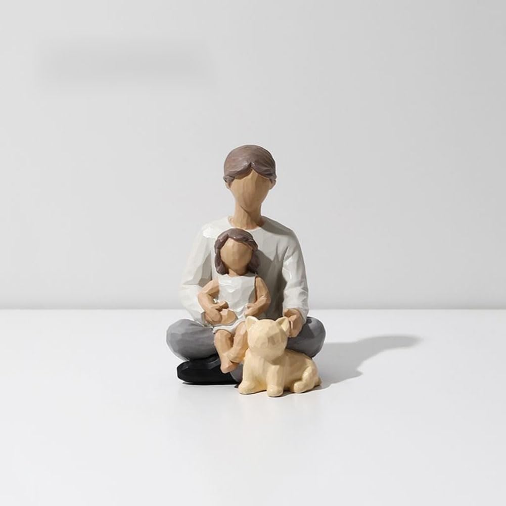 YUZDNM Family of 3 Figurines Sculpture, Parents and Son Statues, Family Figurine of 3,Family Joy Time Figurines, Wedding Gift