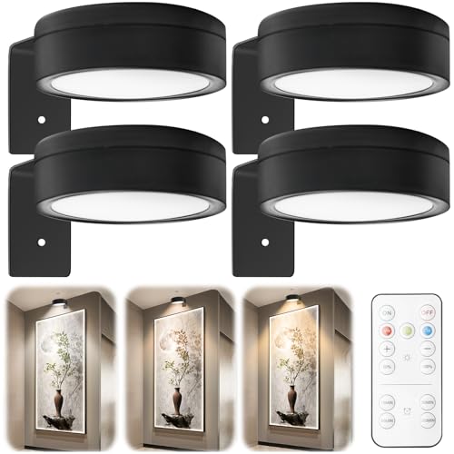 4 Stück Bilderleuchte Wandleuchte Magnetische, Kabellose Wandlampen mit...