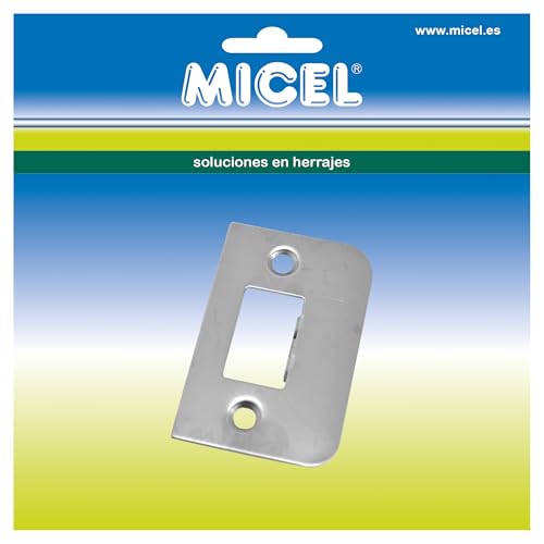 MICEL - 91675 - Cerradero Sencillo para Picaporte Tubular, en Acero, acabado Níquel Satinado, 58 x 38 x 8,5 mm