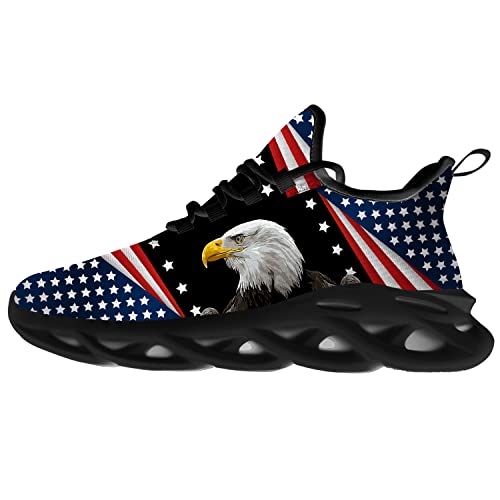 Ciadoon American Flag Shoes for Men Women Road Running Walking Tennis Sneakers Patriotic Shoes Gifts for Him Her