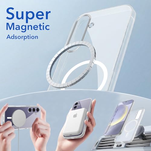 Image of Jkobi Lifetime Anti-Yellow MagSafe Compatible Clear Back Cover Case for Samsung Galaxy S24 Plus (Sleek Hard Crystal | Shockproof and Camera Protection)