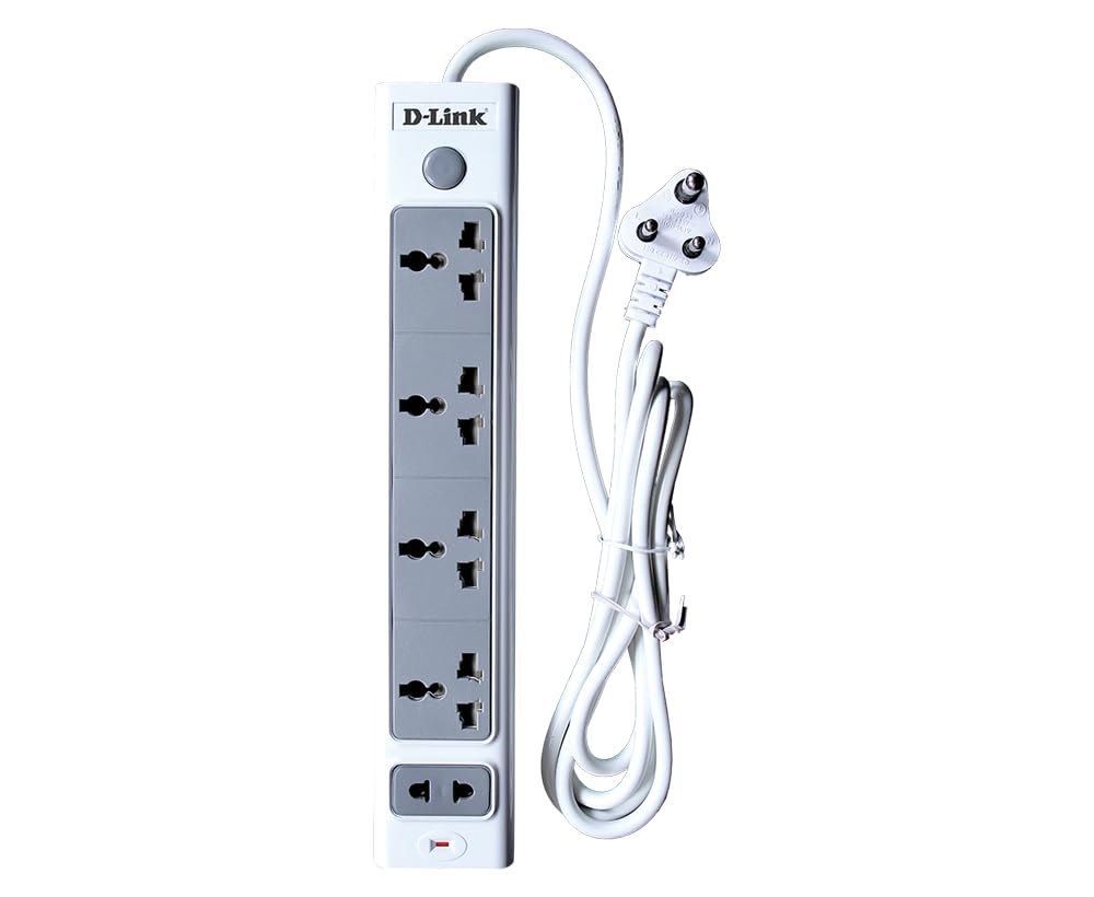 D-Link 4+1 Universal Socket Power Strip with 2M Heavy-Duty Copper Cable | Smart Fuse with Surge & Overload Protection | Flame-Retardant, Child-Safe Design | Ideal for Home, Office & Study Setups - Image 1
