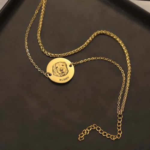 yrozvw Personalisierte Pet Portrait Armband mit Pet Name Handmade graviert Skizze Stil Katze/Hund Foto Armbänder Haustiere Gedenkschmuck Geschenk für Katzen- und Hundeliebhaber