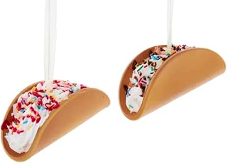 The Bridge Collection Foam Dessert Taco Ornaments - Set of 2 - Sweet Treat Dessert Christmas Ornaments - 4" Sprinkle Taco Ornaments for Foodies