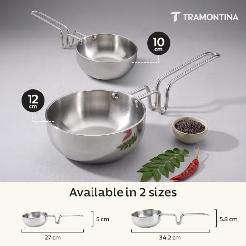 Image of TRAMONTINA Aeion 12cm Tri-Ply Stainless Steel Tadka Pan
