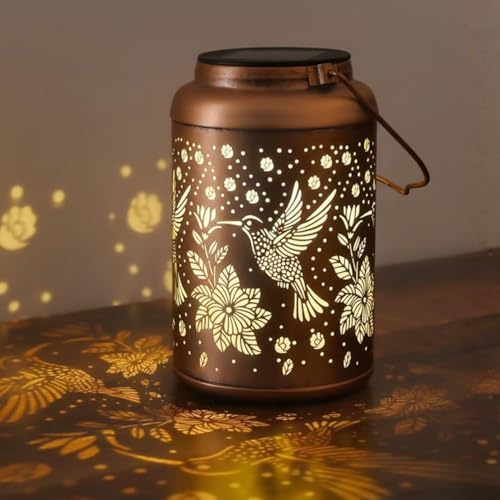 Image of Solar Hummingbird Lantern for Garden Decor | IP65 Waterproof Hanging Solar Light Outdoor | Metal Lantern with Warm LED | Auto On Off Balcony Patio Pathway Light (1)