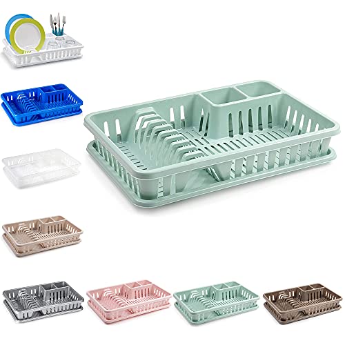 plastific Égouttoir à vaisselle en plastique avec porte-couverts pour évier de cuisine,...
