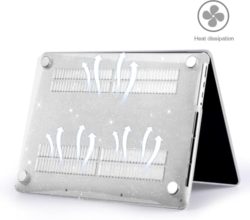 Image of EooCoo Case Compatible for New Apple MacBook Pro 14 inch M5 2026 2025-2021 M4 M3 M2 M1,A3427 A3426 A3434 A3112 A3185 A3401 A2918 A2992 A2779 A2442 Pro /Max,Laptop Plastic Hard Shell Cover,Glitter Clear