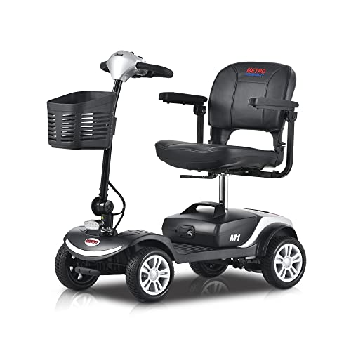 Image of Electric Mobility Scooter for Adults 4-Wheel Powered Mobility Scooters for Seniors - 300 lbs Max Weight, Electric Powered Wheelchair Device - Compact for Travel, Elderly (with Head Light-Silver)