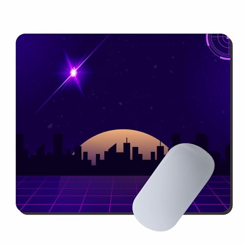 Image of Retro Neon City Gaming Mouse Pad | Futuristic Night Skyline Design | Smooth Surface & Non-Slip Rubber Base | Ideal for Gaming, Office & Home Desk | 9 x 7.5 Inches