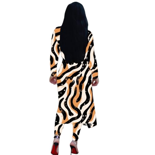 Image of Max2co Women 2 Piece Outfits Floral Long Sleeves Open Front Cardigan Cover up with Leggings High Waist Long Pants Set