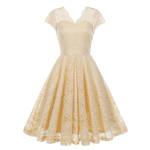 Amazon.com: Lace Cocktail Dresses Tea Length Prom Party Dress for Teens  Women V Neck A-line Formal Bridesmaid Wedding Guest Dress Beige : Clothing,  Shoes & Jewelry