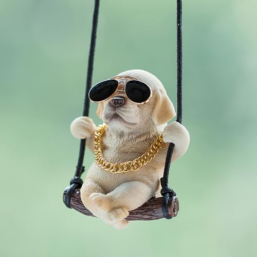 SIXHAOBU AutoZubehör zum Aufhängen, Labrador Retriever, Auto-Rückspiegel-Anhänger, Auto Rückspiegel Nette Innen Dekoration Hänge Ornament Spiegel Charms, Geschenke für Damen und Herren