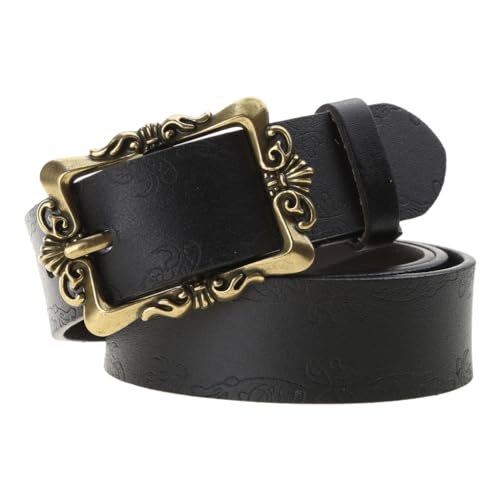 Woman Men Waist Belt for Dresses Nightclub Pin Relief Pattern Buckle Waist Belt