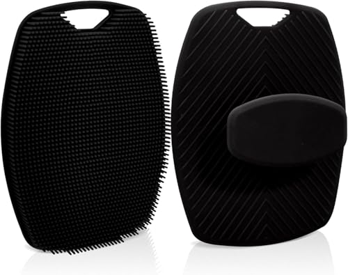 Image of Xmart India Silicone Body Scrubber Bath Brush,Lather Boosting & Exfoliating Scrubber for Nourishing Skin, No-Slip Handle, Body Exfoliator for Men & Women Effective Skin Cleaning(2 Pcs,Black)
