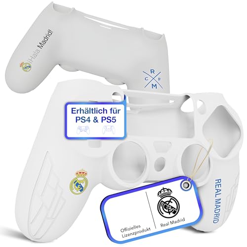 Fantroller® PS4 Controller Hülle mit offiziellem Real Madrid Design für maximalen Schutz & Grip I PS4 Controller Case erhältlich in blau & weiß