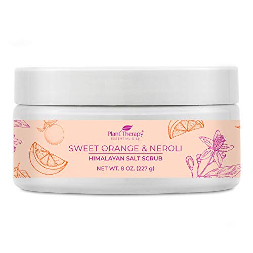 Plant Therapy Sweet Orange & Neroli Himalayan Salt Scrub 8 oz Highly Moisturizing and Gentle Exfoliating Pink Himalayan Fine Grain Salt