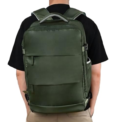 TIENDA EURASIA – Mochila Viaje Cabina Avion | | con Puerto USB | Mochila Cabina | Compartimentos en el Interior | Bolsillo Anti Robo | 36x20x44 cm | 32L (Verde Oliva)