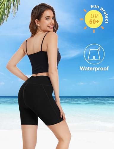 Womens Period Swim Shorts High Waisted Board Shorts with Pockets UPF 50+ Menstrual Swimwear Quick Dry Swimsuit Bottoms3